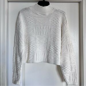 90’s “Absolutely Cotton” Creamy White Cable Knit Textured Hearts Sweater